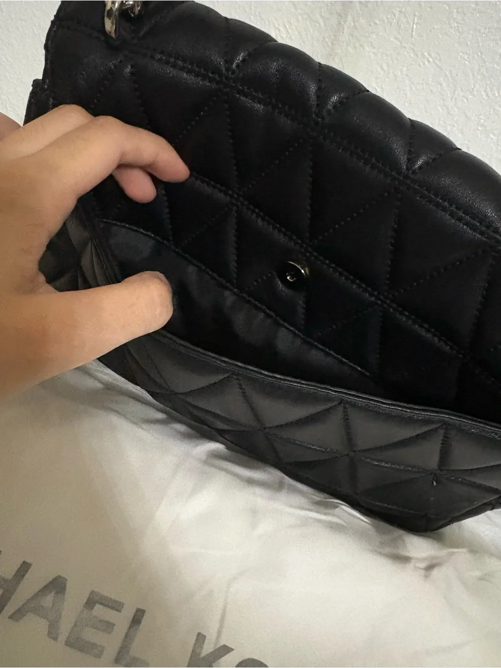 MK Black Quilted Chain Shoulder Bag